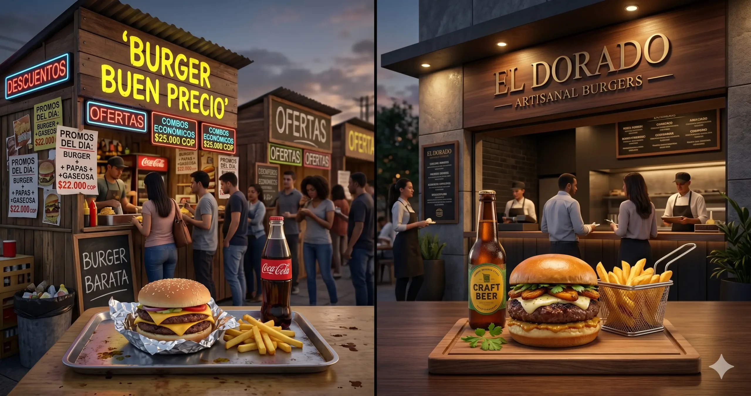 Dos locales de hamburguesas